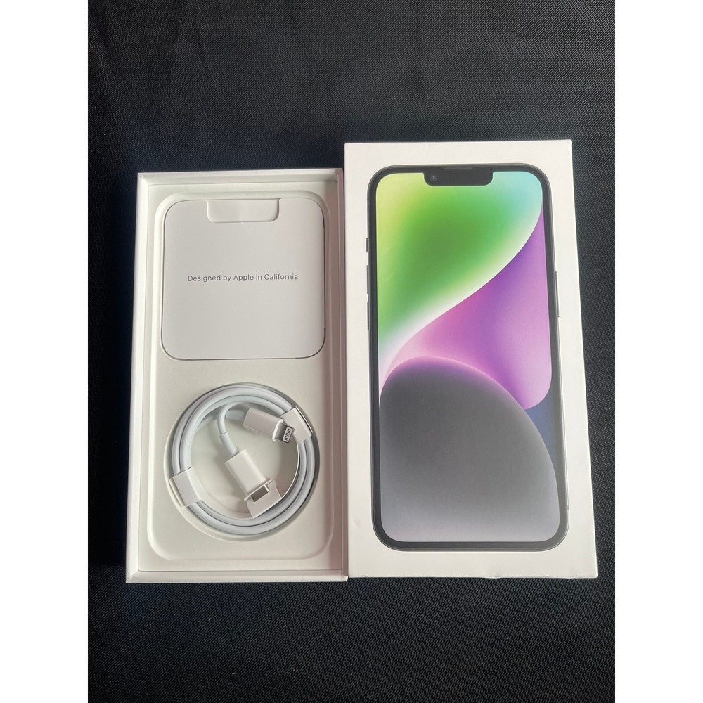 Apple iPhone 14 Midnight 128GB MPUA3LL/A Model A2649 Box and Cable Only